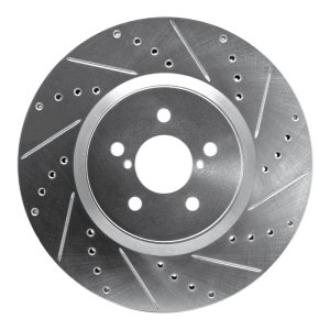 Subaru Outback Brake Rotor (1) - Front Right - R1 Concepts - Drilled & Slotted - Silver - `05-`18